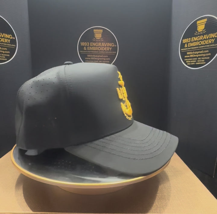 No.80 Premium Senior Chief Snapback Every Day Vented Cap with Embroidered Brim | Black | $34.99 | Free Shipping