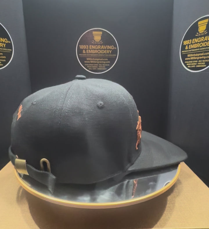 No.49 Premium 1958 Senior Chief Flat Bill Ball cap With Adjustable Buckle | Black | $34.99 | Free Shipping